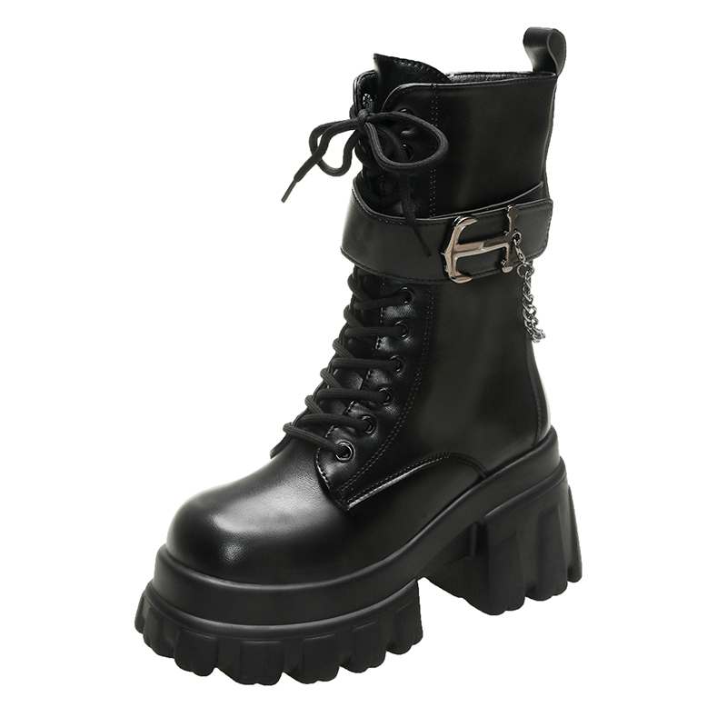 Guipure Lace Panel - Bottines à semelles compensées cachées pour