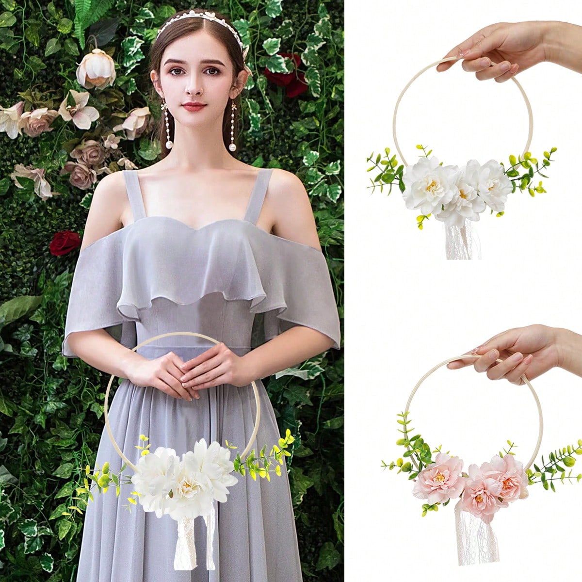 Tassel Fringe Trim - Couronne de fleurs ronde en bambou