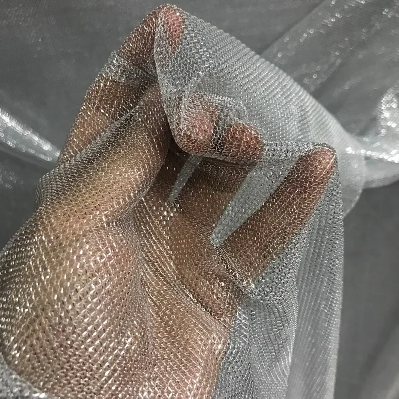 Crystal Mesh Fabric - Tissu élastique en maille brillant, léger,