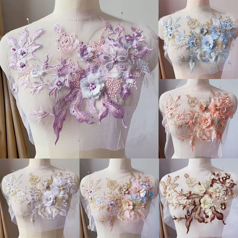 Applique Patch Flower - Tissu en dentelle perlée à fleurs