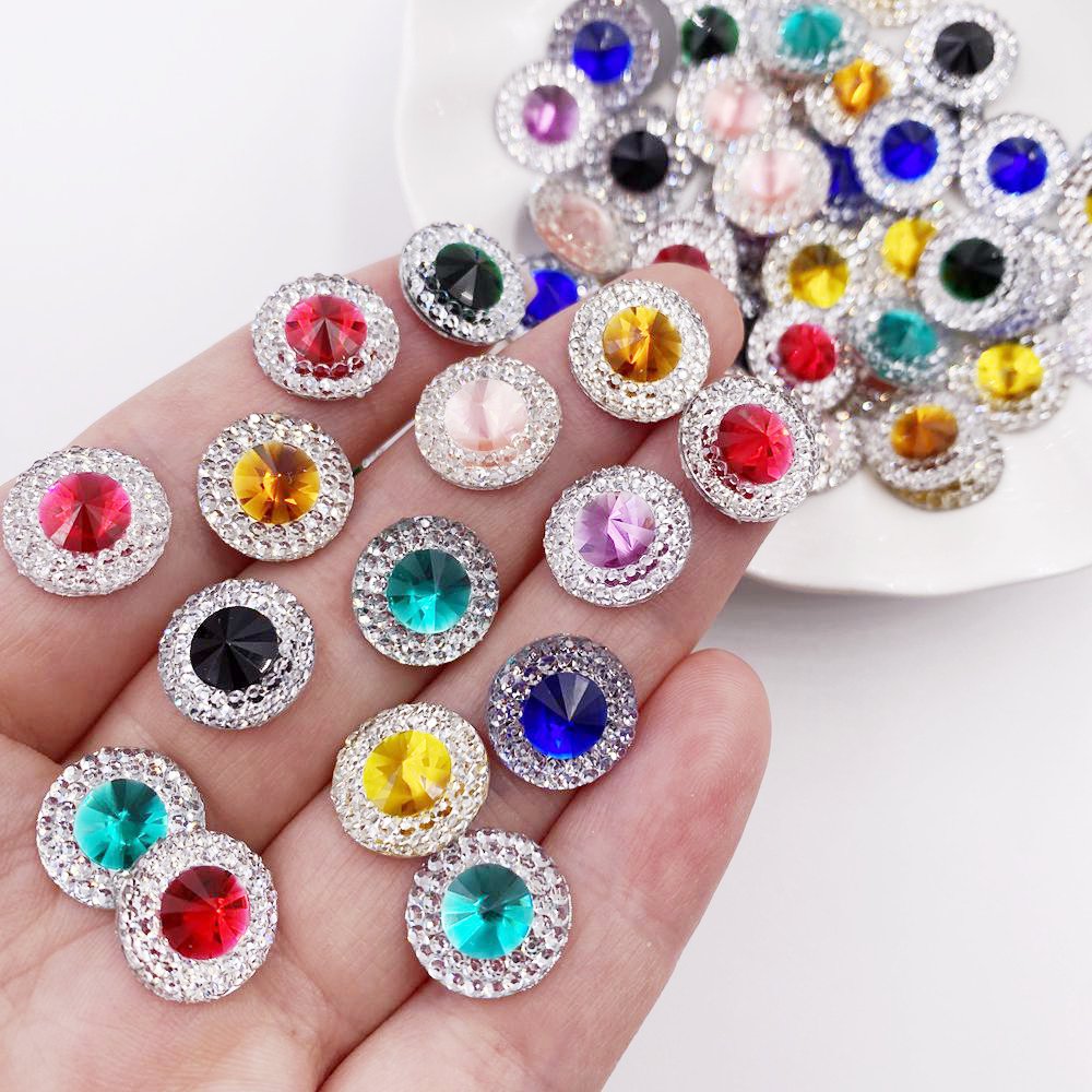 Embellishment Glue Craft - Résine 10/12/16mm Double couleur convexe cristal