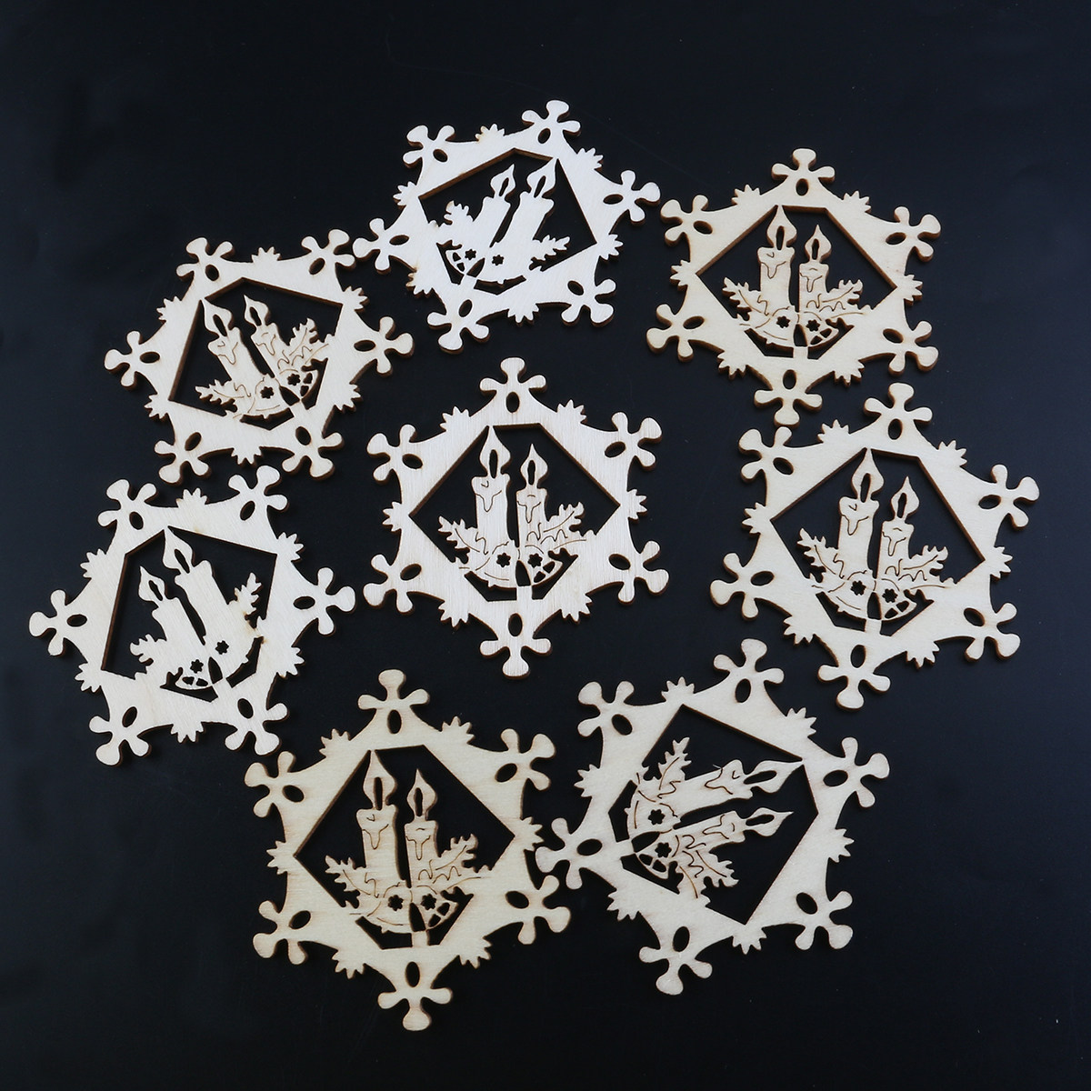 Christmas Craft Embellishment - Pendentifs flocons de neige en bois,