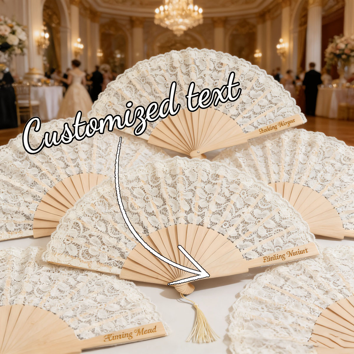 Tassel Fringe Trim - Éventail pliant en dentelle gravé personnalisé