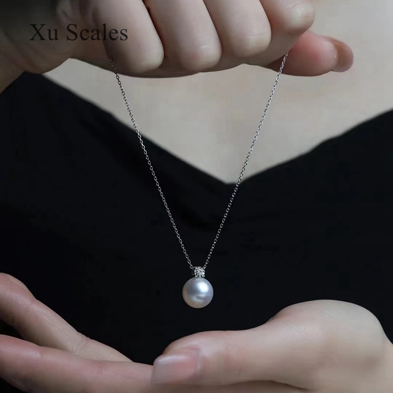 Pearl Trim Chain - Collier pendentif perle naturelle en argent