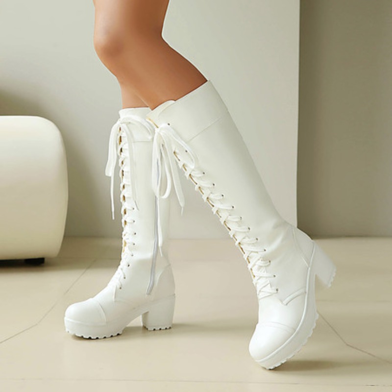 Guipure Lace Panel - Bottes de combat hautes à lacets