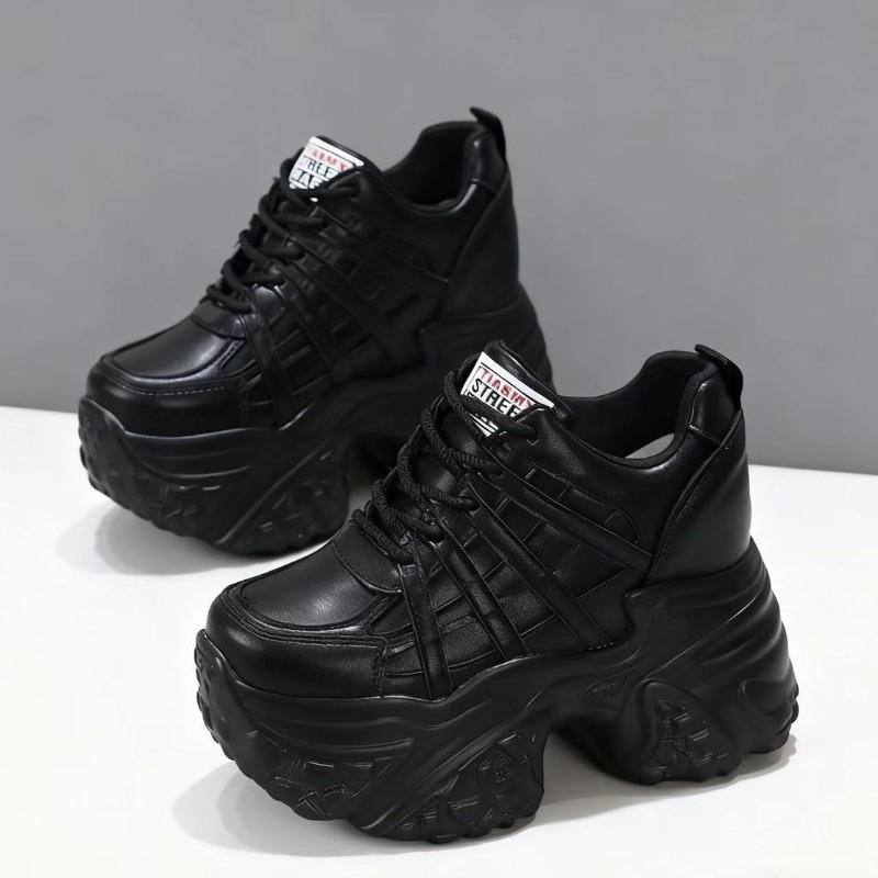 Guipure Lace Panel - Nouvelles baskets compensées confortables en cuir