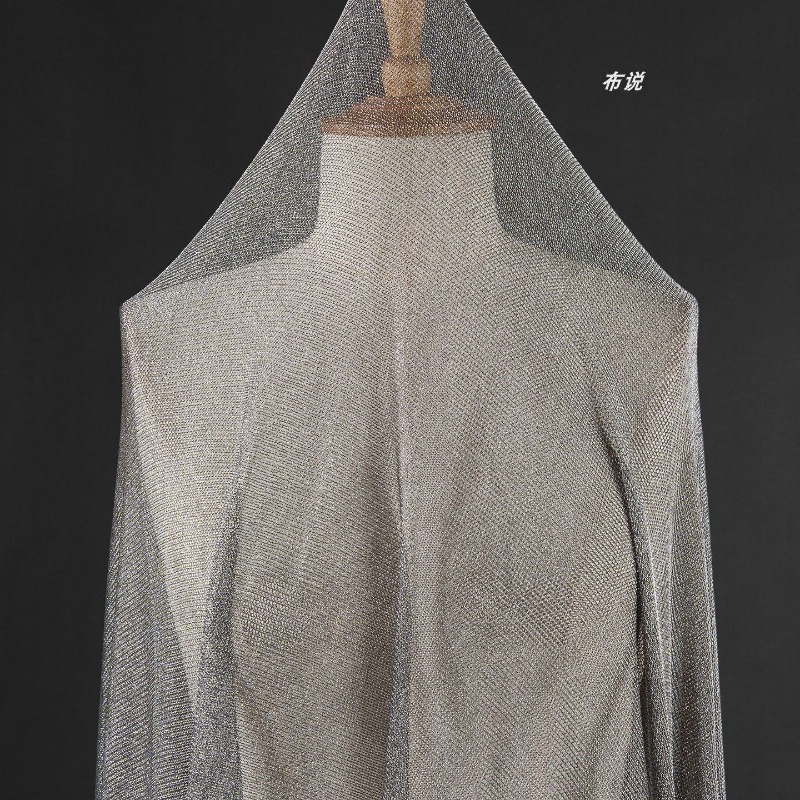 Tissu gris clair métallisé ext - Crystal Mesh Fabric avis et prix