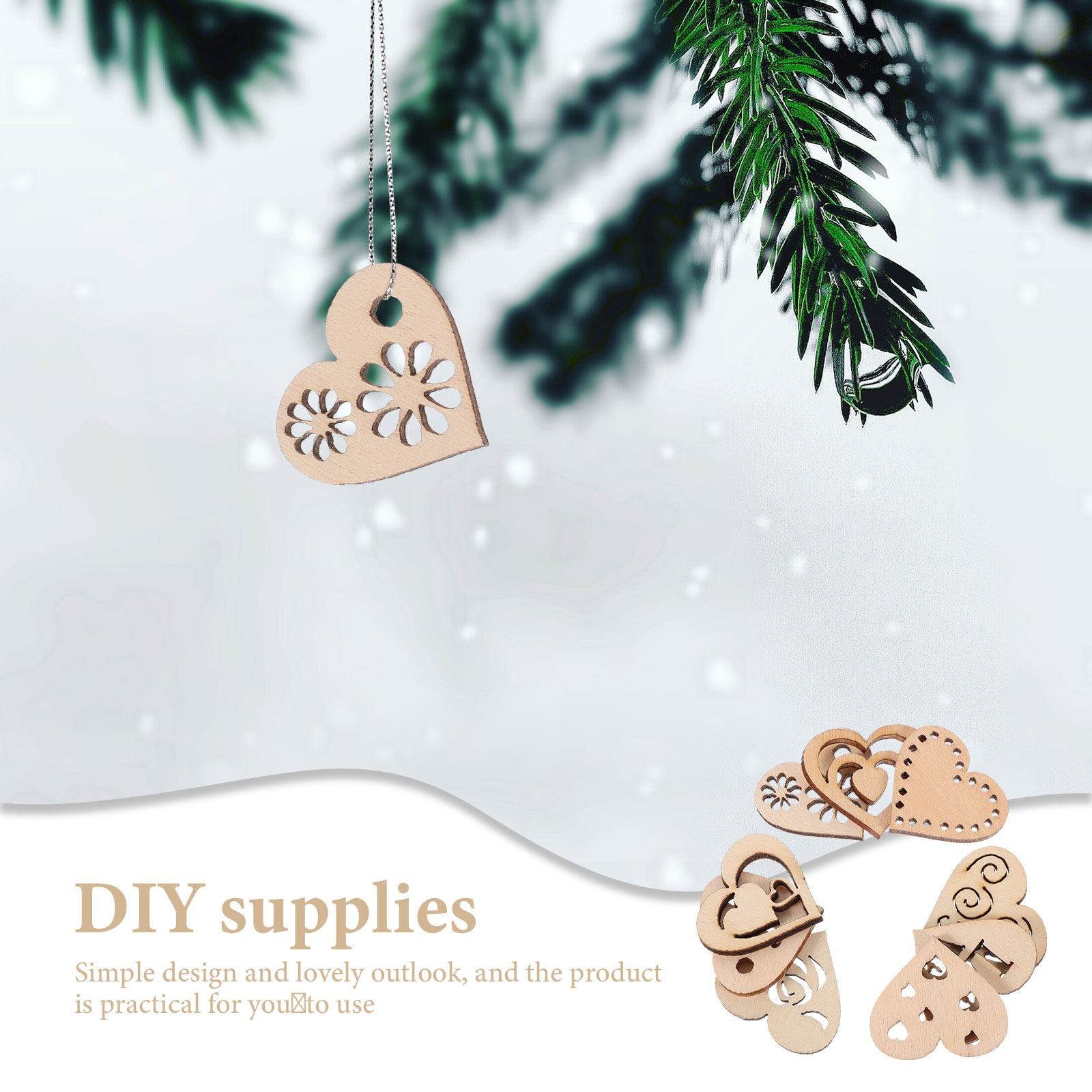 1 ensemble de tranches de cœur - Christmas Craft Embellishment avis et prix