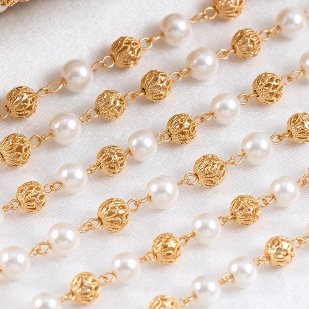 Chaîne en laiton avec fausses  - Pearl Trim Chain avis et prix